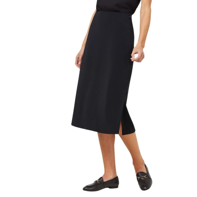 NNT CAT2RV Crepe Stretch Ladies Professional A-Line Black Corporate Skirt - Front View