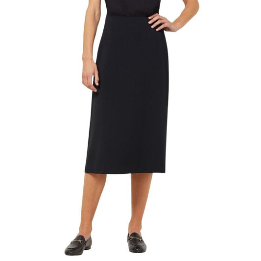 NNT CAT2RV Crepe Stretch Women's Midi Length A-Line Black Business Wear Skirt - Front View