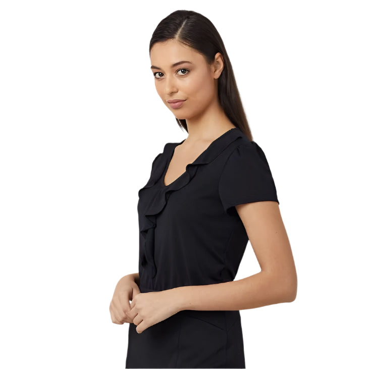 NNT CAT48H Matt Jersey Cap Sleeve Ruffle Neck T-Top