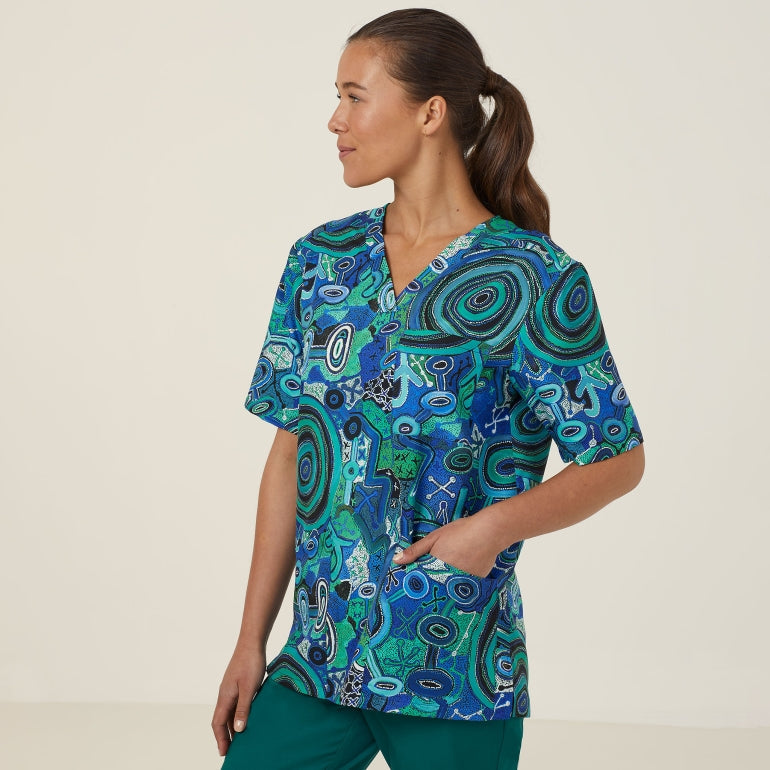 NNT CATRFR Warlu Indigenous Unisex Print Scrub Top