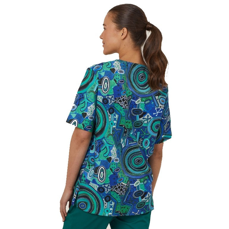 NNT CATRFR Warlu Indigenous Unisex Print Scrub Top