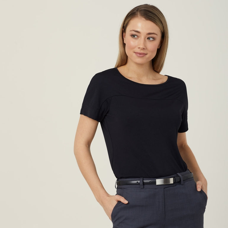 NNT CATUHN Matt Jersey Boat Neck Short Sleeve Top