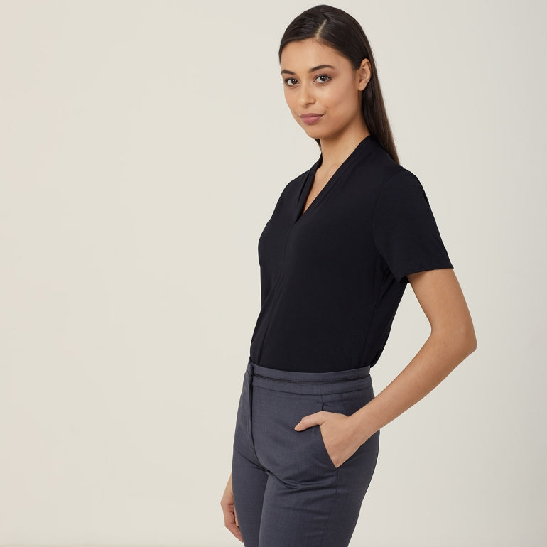 NNT CATUHP Matt Jersey V Neck Short Sleeve Top