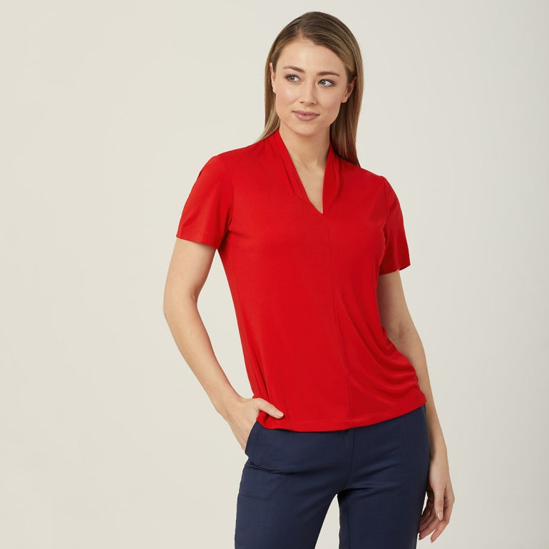 NNT CATUHP Matt Jersey V Neck Short Sleeve Top