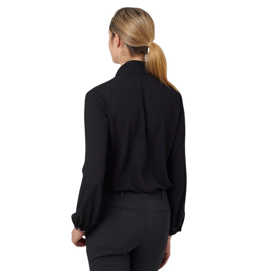 NNT CATUL2 Georgie Tie Neck Blouse - Black - Back View