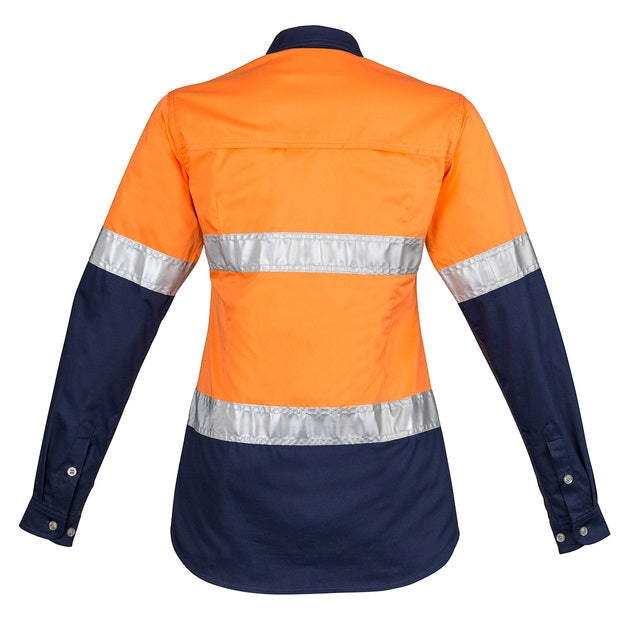 Syzmik ZWL123 Ladies HiVis Spliced Industrial L/S Shirt Hooped Tape