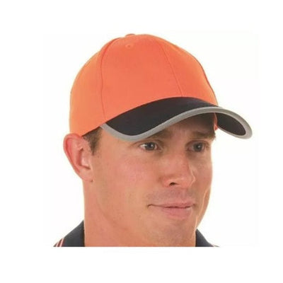 DNC H022 HiVis 2-Tone Cap with Reflective Trim and Velcro Strap