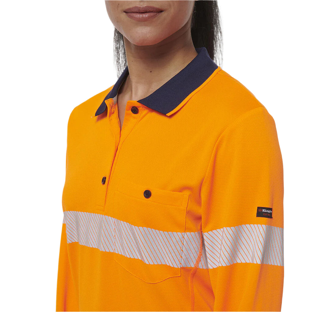 KingGee K44223 Womens Workcool Hyperfreeze Spliced Long Sleeve Polo W/ Segmented Tape