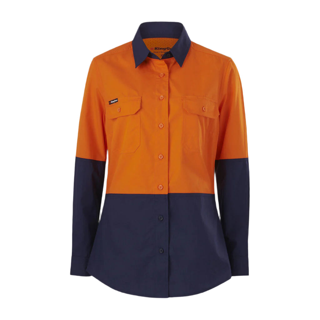 KingGee K44226 Womens Workcool Vented Spliced Shirt Long Sleeve