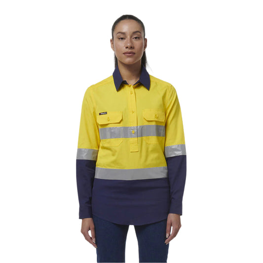 KingGee K44230 Womens Workcool Vented Closed Front Reflective Shirt