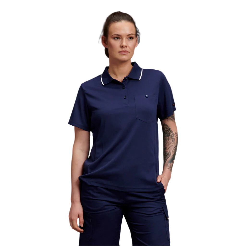KingGee K44740 Work cool Hyper freeze Polo S/S Navy Colour - Front View
