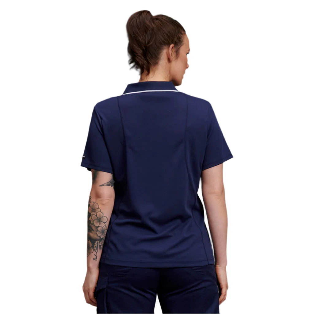 KingGee K44740 Work cool Hyper freeze Polo S/S Navy Colour - Back View
