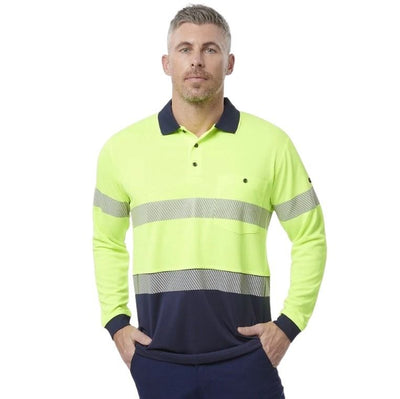 KingGee K54225 Workcool Hyperfreeze HiVis Taped Spliced Polo Long Sleeve