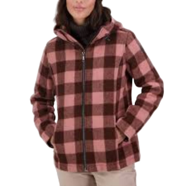 Person wearing a plaid jacket on a white background