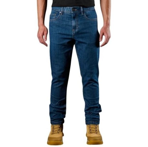 FXD WD-4 Straight Fit Stretch Denim Work Jeans - Mid Blue - Lifestyle Front View