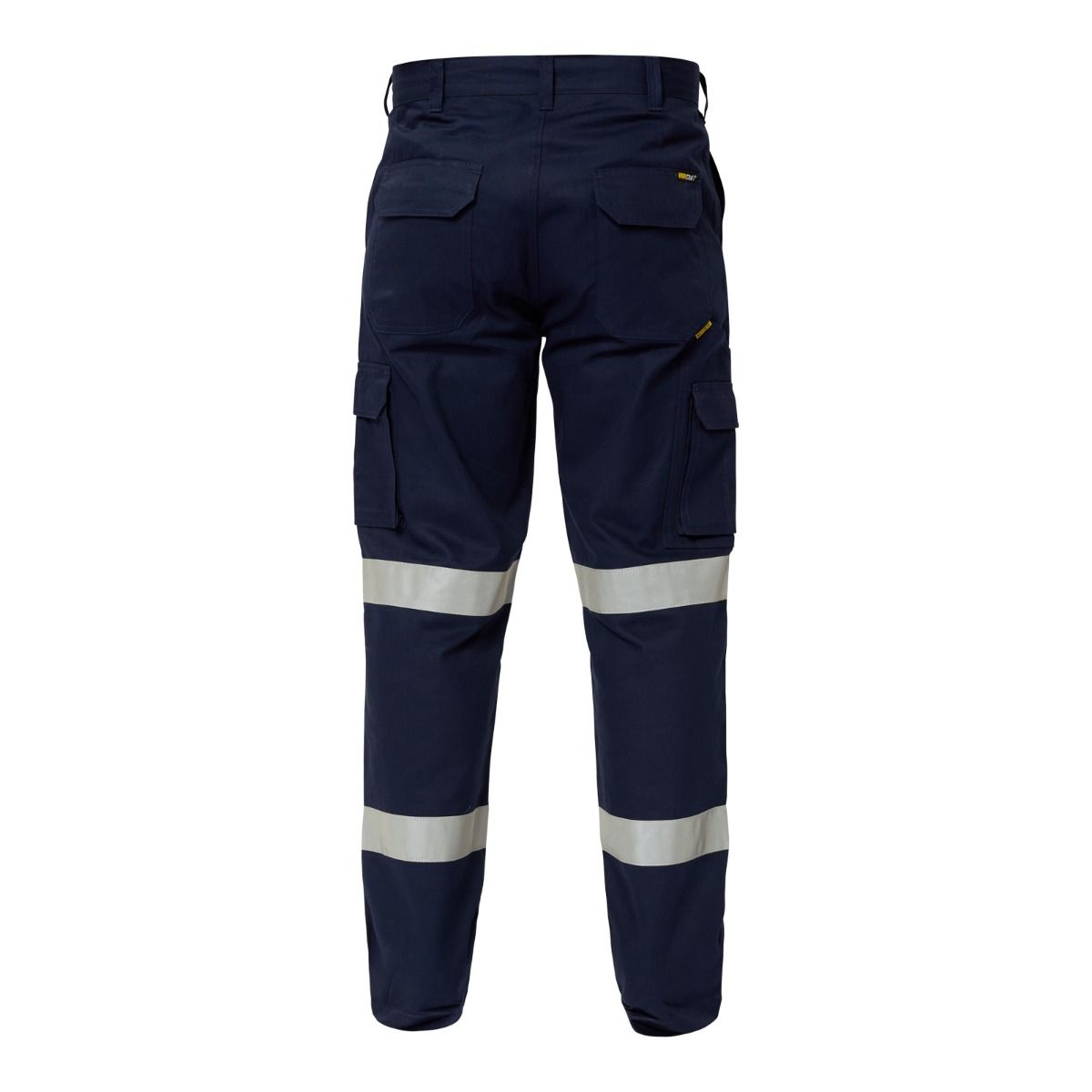 Workcraft WP4015 Reflective Navy Mid-Weight Cargo Cotton Drill Work Trousers - Back