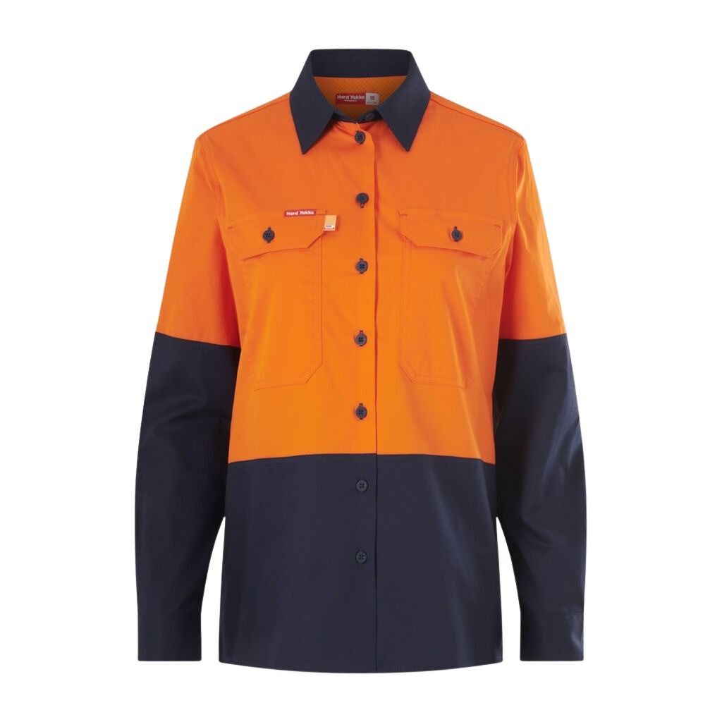 Hard Yakka Y08423 Womens Long Sleeve Hi Vis 2 Tone Vented Shirt