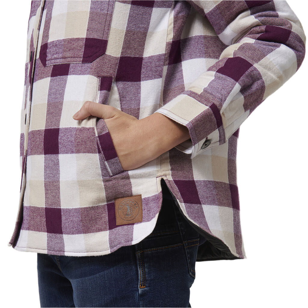 Hard Yakka Y08748 Women's Quilted Shacket - Purple colour - close up view