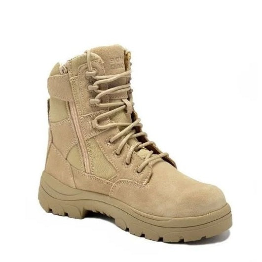 Wide Load 790SZN 8 Inch Sand Soft Toe Zip/ Lace Up Non Safety Boots - Angled View