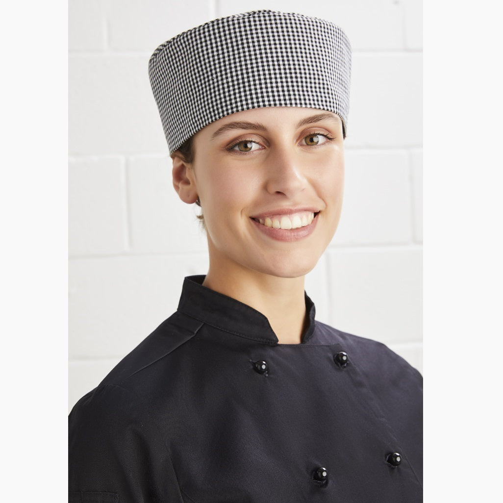 Biz Collection CH238 Flat Top Cap - Black/White Check - Front View