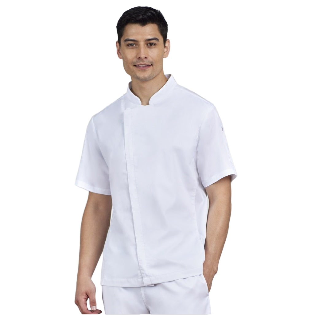 Biz Collection CH330MS Mens Alfresco Short Sleeve Chef Jacket - White - Front View
