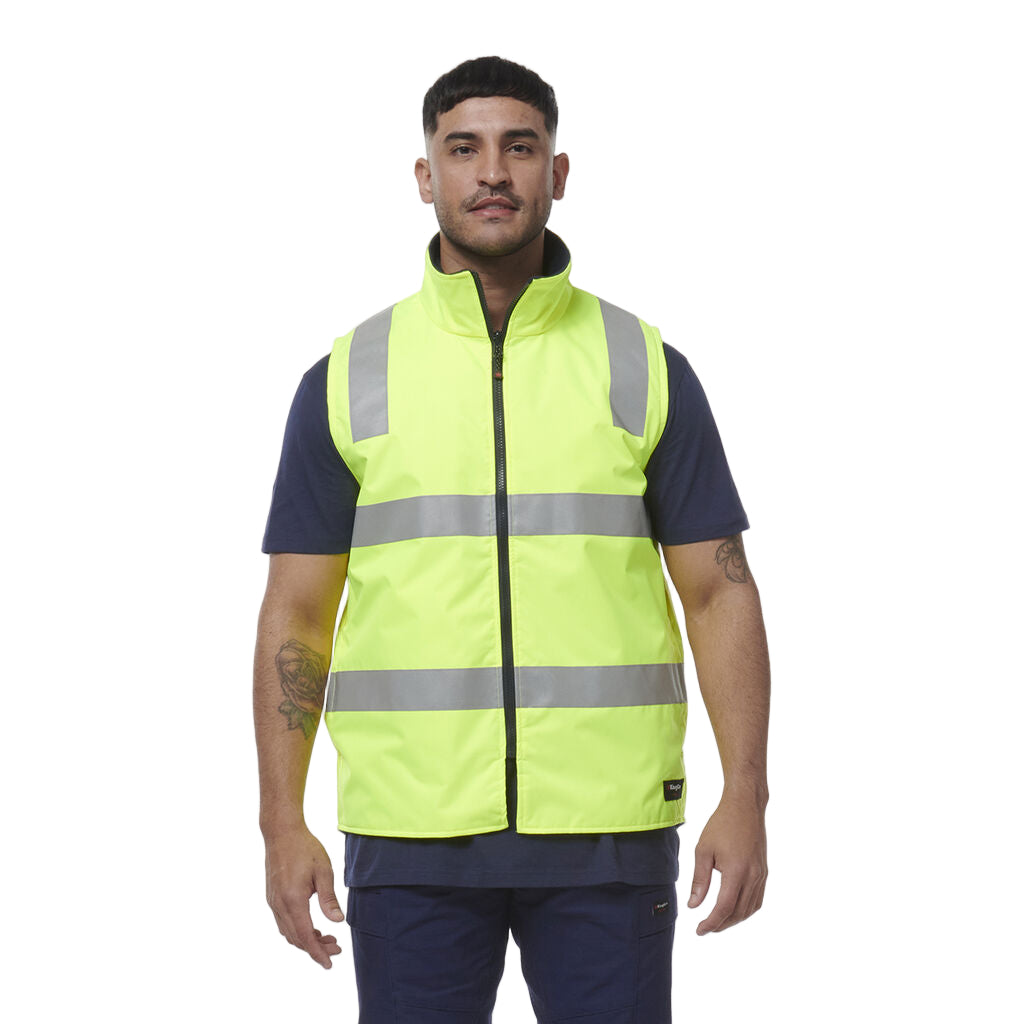 KingGee K55031 Reflective Spliced Insulated Vest - Yellow/Navy - Lifestyle