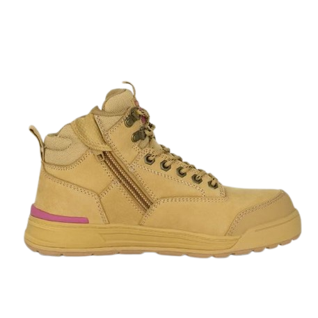 Women's Hard Yakka Zip Sided Wheat Colour Safety Boots