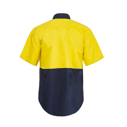 Workcraft WS3063 HiVis Two Tone Short Sleeve Cotton Drill Shirt with Press Studs