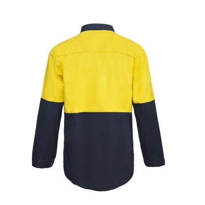Workcraft WS4256 HiVis Two Tone Half Placket Cotton Drill Shirt