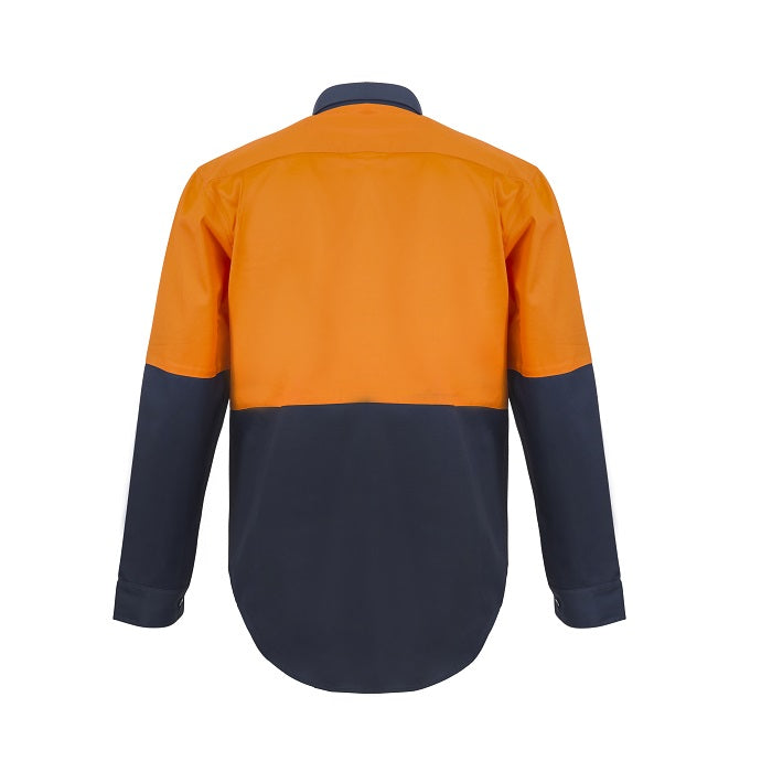 Workcraft WS4256 HiVis Two Tone Half Placket Cotton Drill Shirt