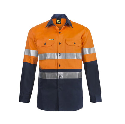Workcraft WS3028 HiVis Two Tone Long Sleeve Cotton Drill Shirt