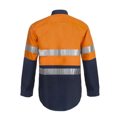 Workcraft WS3028 HiVis Two Tone Long Sleeve Cotton Drill Shirt