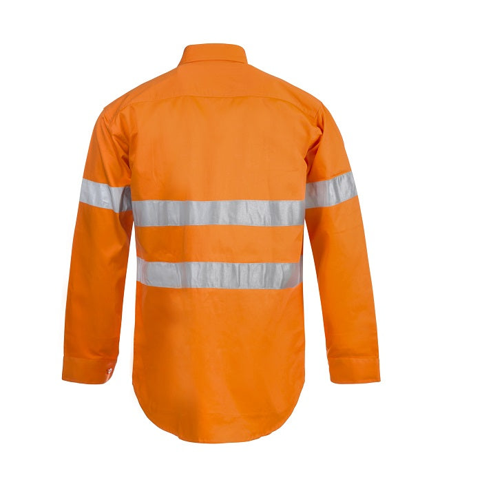 Workcraft WS4002 HiVis L/S Cotton Drill Shirt with CSR Reflective Tape