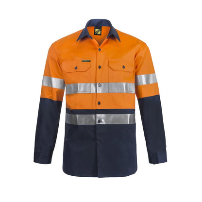 Workcraft WS6030 Lightweight HiVis Two Tone L/S Vented Cotton Drill Shirt