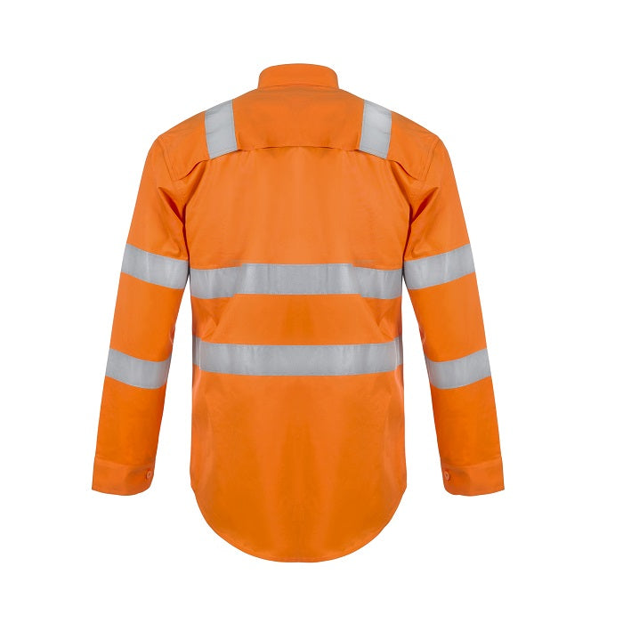 Workcraft WS6011 Lightweight HiVis Vented Cotton Drill Shirt with Semi Gusset and Shoulder Pattern CSR Reflective Tape
