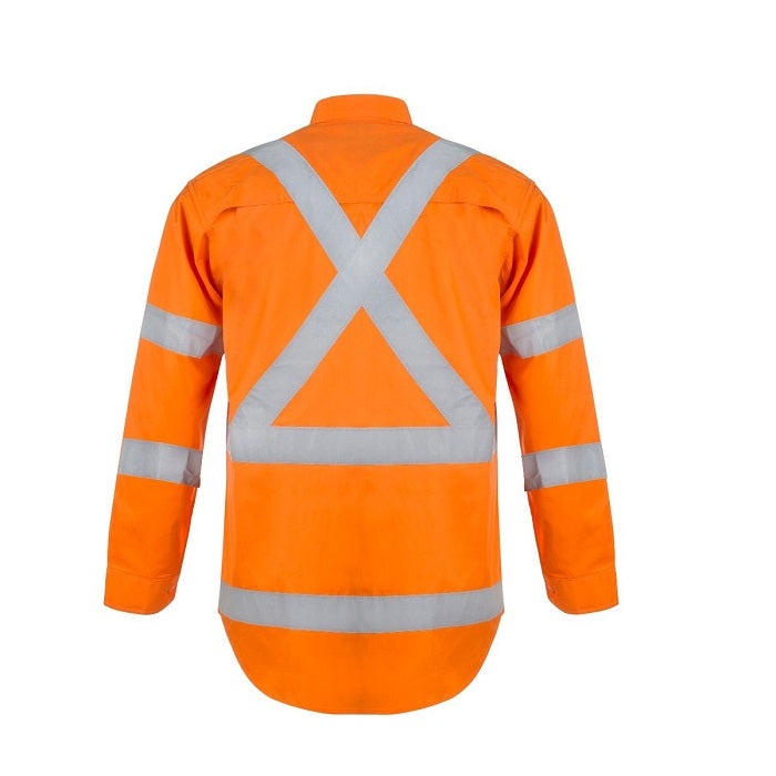ws3222 X Back Hi Vis Orange Long sleeve  shirt  - X Back view
