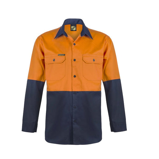 Workcraft WS3022 HiVis Two Tone L/S Cotton Drill Shirt