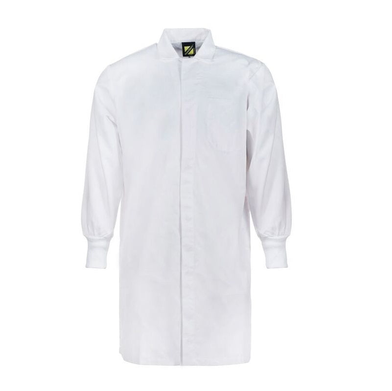 Workcraft WJ3011 Food Industry Dustcoat with Internal Chest Pocket and Side Pockets- Long Sleeve - White - Front View