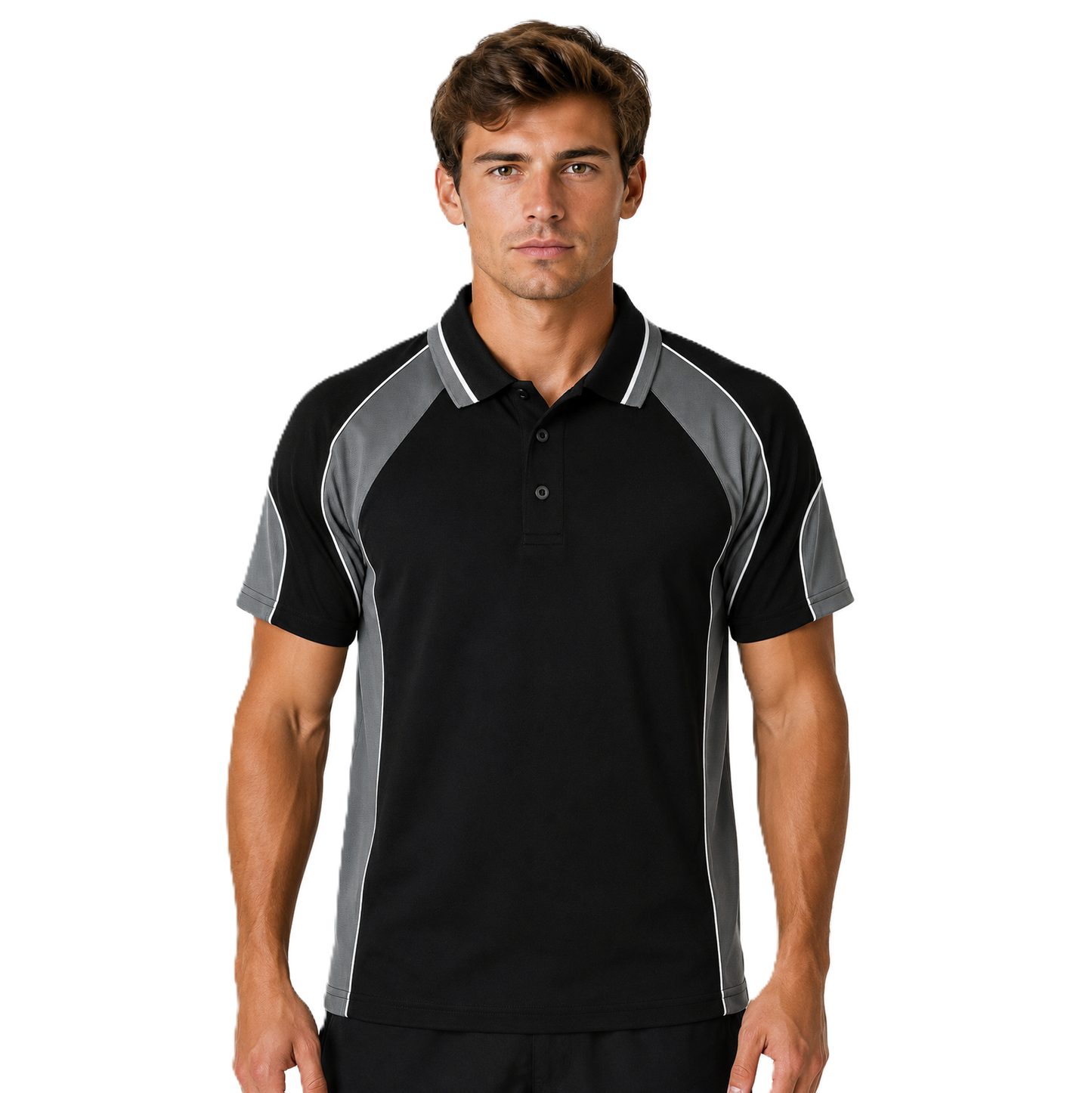 Aussie Pacific N1300 Murray Mens Polo - Black/Ash - Lifestyle