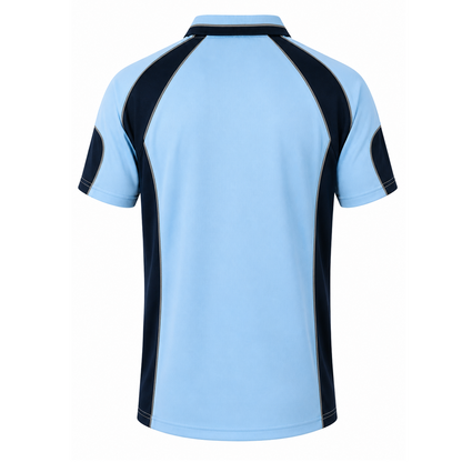 Aussie Pacific N1300 Murray Mens Polo - Sky Blue/Navy - Back View