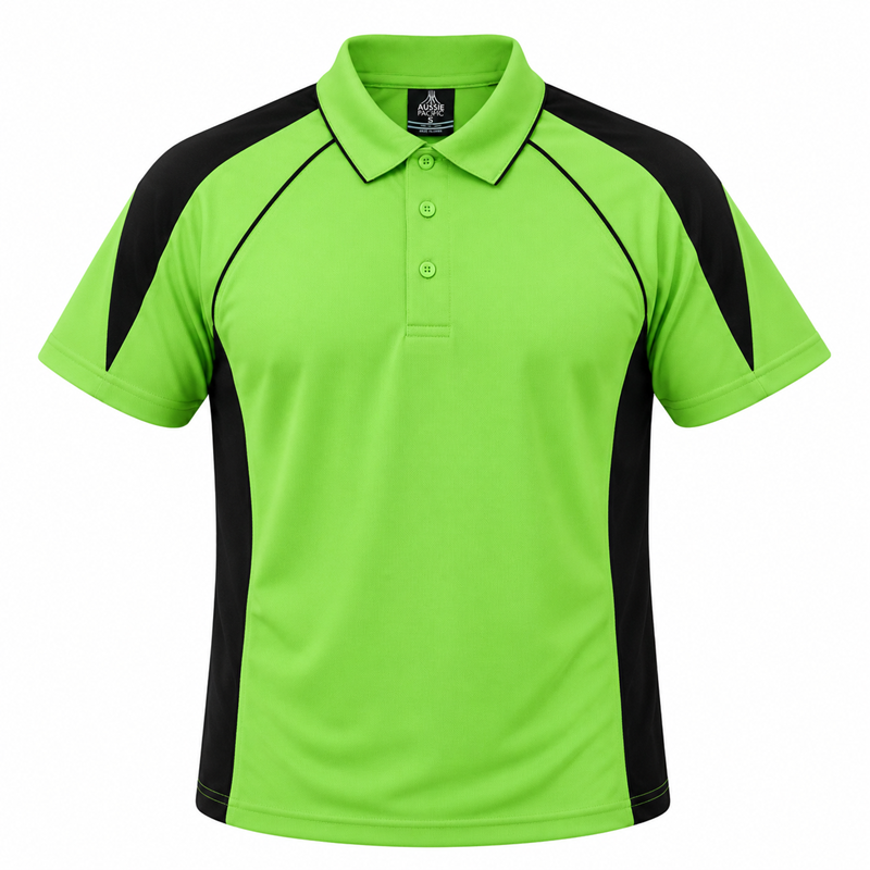 Aussie Pacific N1301 Premier Mens Polo - Apple Green/Black - Front View
