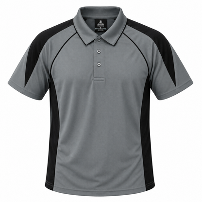 Aussie Pacific N1301 Premier Mens Polo - Ash/Black - Front View