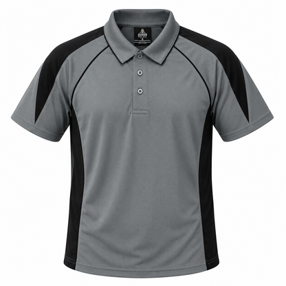 Aussie Pacific N1301 Premier Mens Polo - Ash Grey/Black - Front View