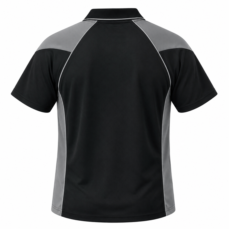 Aussie Pacific N1301 Premier Mens Polo - Black/Ash Grey - Back View