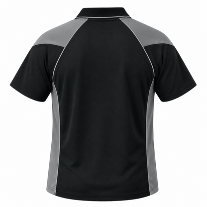 Aussie Pacific N1301 Premier Mens Polo - Black/Ash Grey - Back View