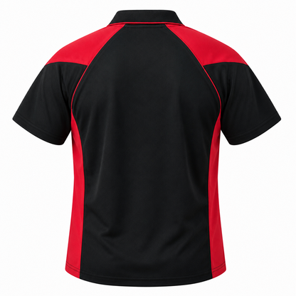 Aussie Pacific N1301 Premier Mens Polo - Black/Red - Back View