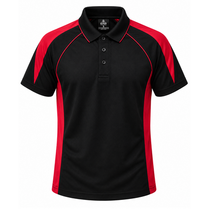Aussie Pacific N1301 Premier Mens Polo - Black/Red - Front View