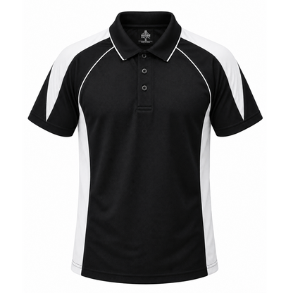 Aussie Pacific N1301 Premier Mens Polo - Black/White - Front View