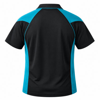 Aussie Pacific N1301 Premier Mens Polo - Black/Teal - Back View