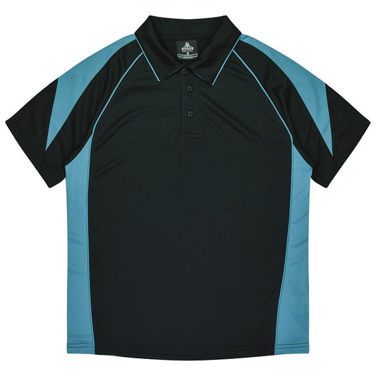Aussie Pacific N1301 Premier Mens Polo Black/Teal